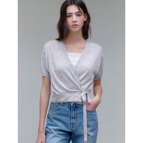 comos 1172 wrap ribbon knit cardigan (light melange gray)