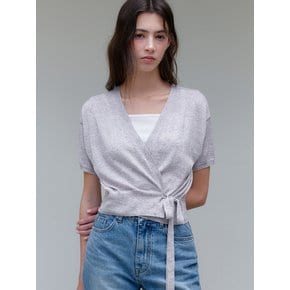 comos 1172 wrap ribbon knit cardigan (light melange gray)