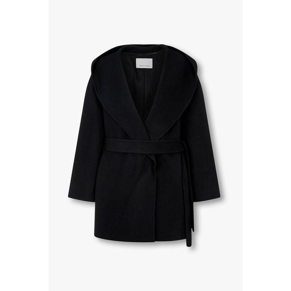 벨티드 숄 카라 후드 하프 코트 7155416006199