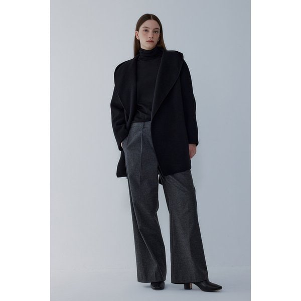 벨티드 숄 카라 후드 하프 코트 7155416006199