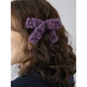 Fluffy ribbon hairpin (purple)