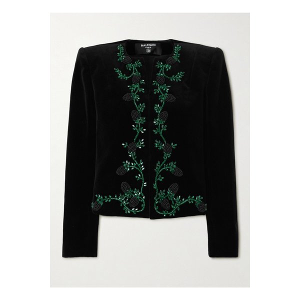 장식 코튼 벨벳 재킷 블랙 1647597342667521