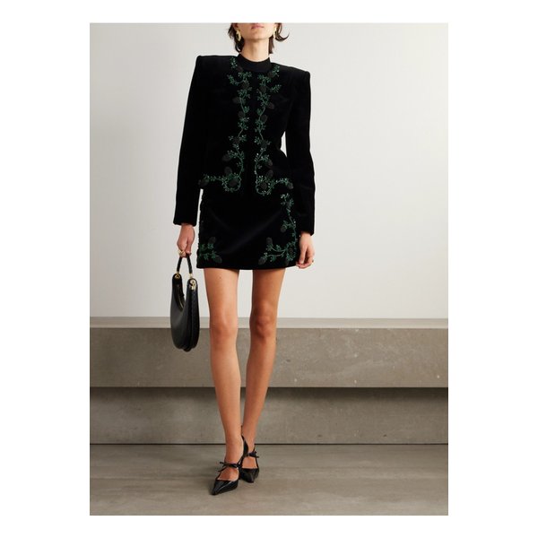 장식 코튼 벨벳 재킷 블랙 1647597342667521