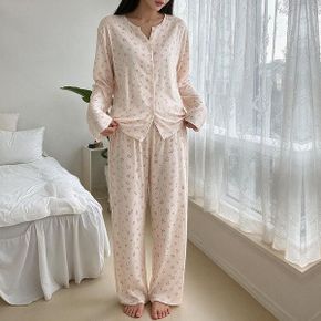 라비잔꽃골지잠옷 파자마 홈웨어 상하세트 긴팔 프릴_P437552666
