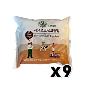 우유로 만든 저당 초코생크림빵 베이커리빵 65g x 9개