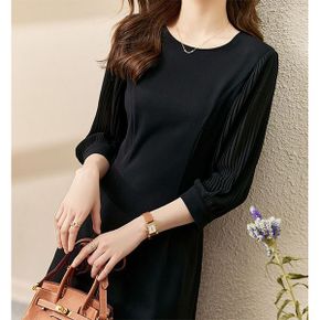 링클머신슬리브 라운드넥 원피스 39EE05_P387185116