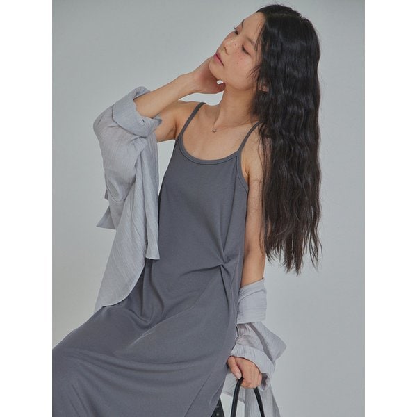 BACK SLIT SHIRT+SLEEVELESS LONG DRESS SET_T513ST901