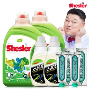 강호동의 쉬슬러 액상 세제 유칼립투스 3.05L 2개+스포츠의류전용 650ml 2개+구취케어 치약100g 2개.