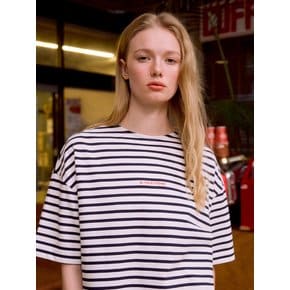 Pinstripe Embroidered T-shirt (ROYAL NAVY)