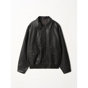 Faux Leather Blouson Jacket_Black