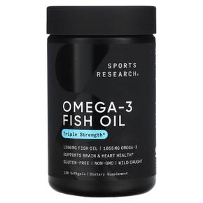 [해외직구] Sports Research 스포츠리서치 오메가3 피쉬오일 트리플 스트랭스 1250mg 120소프트젤 Omega-3 Fish Oil Triple Strength 1250mg
