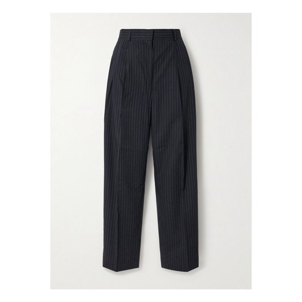 플리츠 핀스트라이프 울 블렌드 테이퍼드 팬츠 1647597343134960