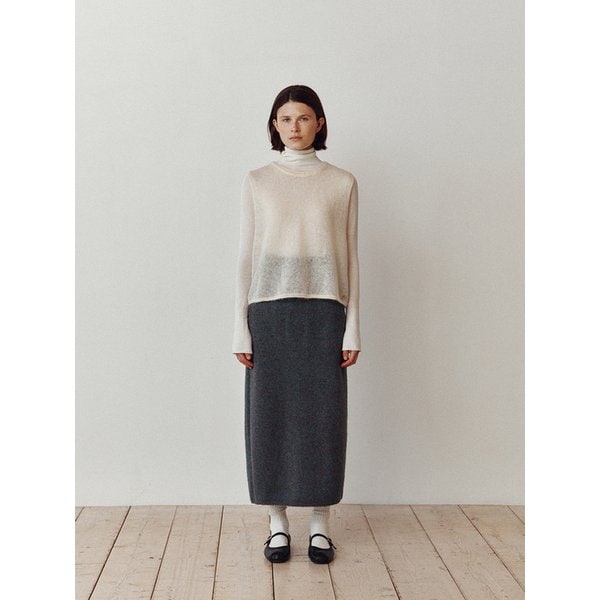 Baby alpaca oval silhouette skirt_Nightscape