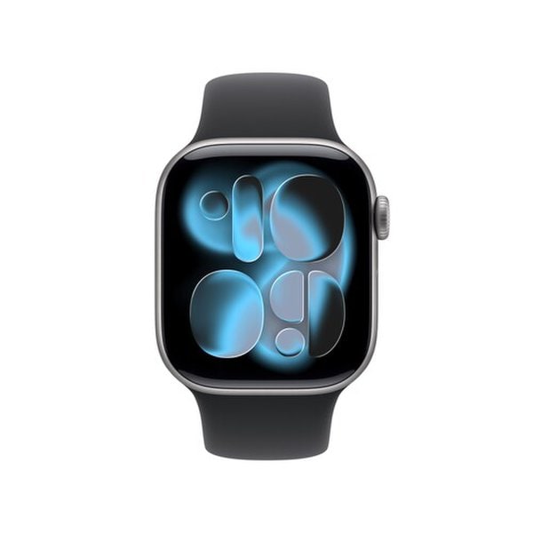 (1차) 애플워치 11 GPS 46mm 스페이스 그레이 알루미늄, 블랙 스포츠 밴드 (SM) MEV04KH/A