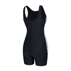 아쿠아로빅 여성 실내수영복 헤이즐리 3부 반신 입기 편한 U백 (A4SL1LS03BLK)(브라캡내장형)
