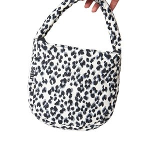 Padded Leopard Petit Handle Bag (Ivory)