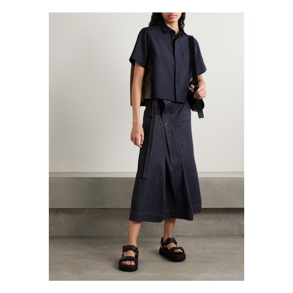 벨트 데님 미디 스커트 인디고 블루 46376663162869295