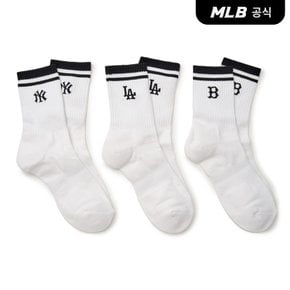 [엠엘비코리아공식] 데일리 스트라이프 장목양말 3족세트 MLB (White)