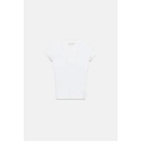 슬림핏 브이넥 베이직 반팔 티셔츠 / 4174/315/250 WHITE