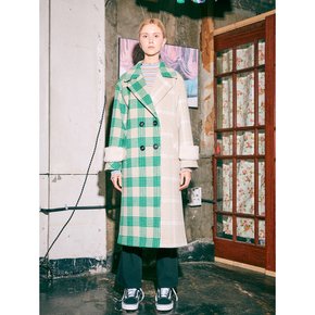 WOOL CHECK MIX LONG COAT