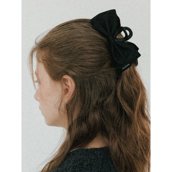 cozy bow ribbon hair claw - black