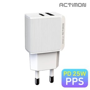 Act SS 가정용 충전기 2포트 분리형 C타입+USB PD고속 25W QC 3.0 CTo C타입 케이블 미포함