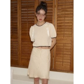 Retro Satin Skirt_ Beige