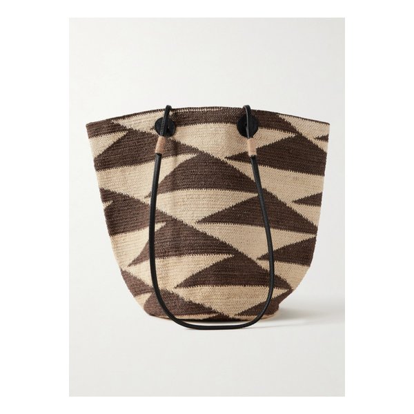 시가 미디엄 가죽 트리밍 사이잘삼 숄더 백 크림 46376663162850981