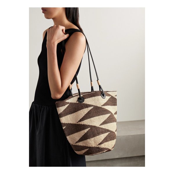 시가 미디엄 가죽 트리밍 사이잘삼 숄더 백 크림 46376663162850981