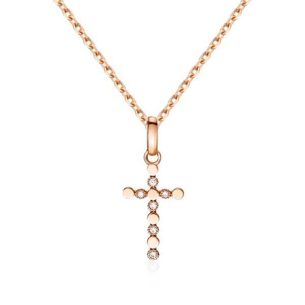 [비앤비골드] 14K 프롱 큐빅 라운드 십자가 펜던트 M NPP40627
