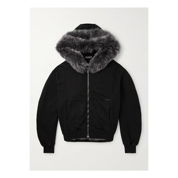 시어링 트리밍 코튼 저지 후드 재킷 블랙 46376663162867713