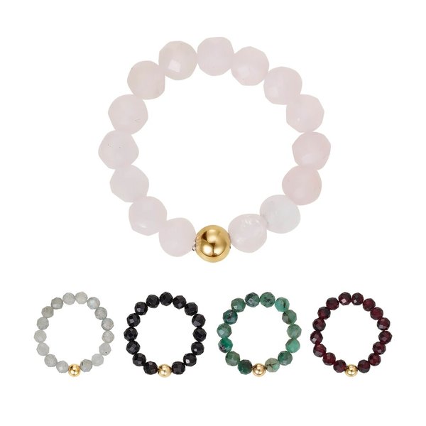14K GOLD 4mm 금볼 천연석 반지