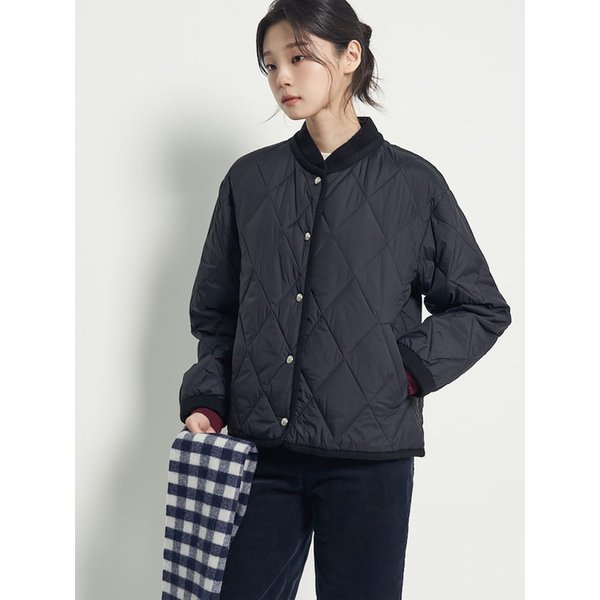 니트 배색 소프트 다이아 패딩  블랙 (BF5938C025)