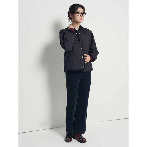 니트 배색 소프트 다이아 패딩  블랙 (BF5938C025)