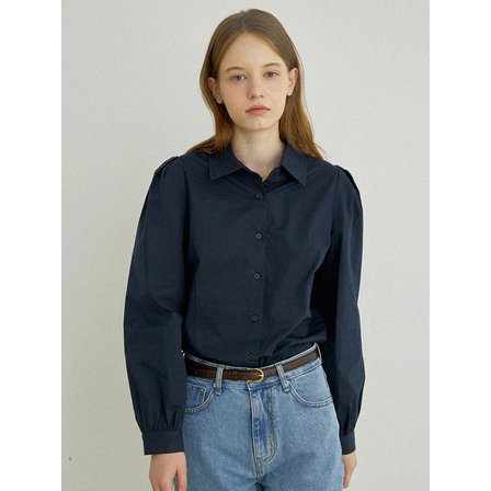 애즈이프 Ellen pintuck shirt (Navy, White)