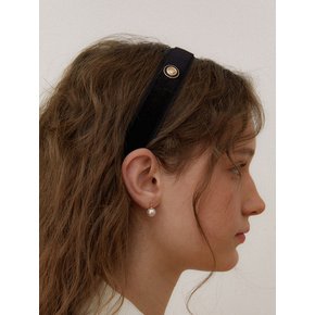 black button velvet hair band