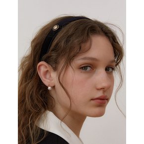 black button velvet hair band