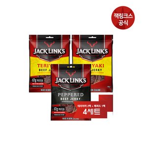 잭링크스 데리야끼 져키 100g 2팩 + 페퍼드 져키 100g 1팩_ 4세트