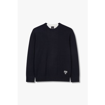 ARMANI EXCHANGE AX 남성 로고 자수 컬러 블록 풀오버-다크 네이비(A414132009)