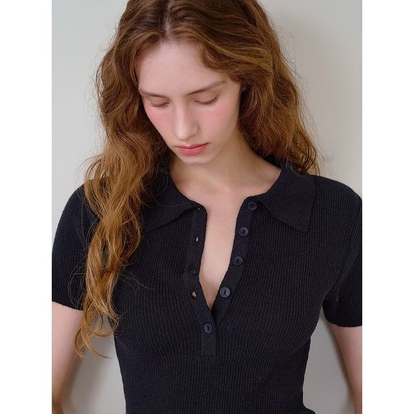 SLIM SUMMER BOUCLE POLO KNIT TEE (5COLOR)