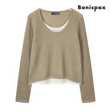 보니스팍스 레이어드 펀칭 스카시 긴팔 니트 (XP7KP005M0)