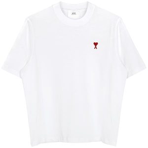 아미 24SS 화이트 하트 로고 티셔츠 UTS005 726 100