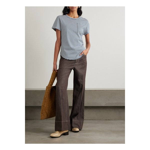 브루넬로쿠치넬리 비즈 장식 스트라이프 코튼 저지 티셔츠 네이비 1647597355277446