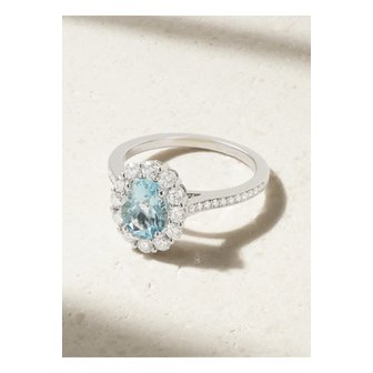 GARRARD 가라드 1735 플래티넘 아쿠아마린 다이아몬드 링 골드 1647597321372015