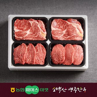 작심밀도 [냉장/1+][농협영주한우]프리미엄 정성드림 구이세트3호 (등심x2/안심x2) / 2.4kg