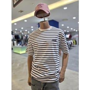 캠핑 로고 프린트 스트라이프 티셔츠 JQ2TSU112
