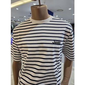 캠핑 로고 프린트 스트라이프 티셔츠 JQ2TSU112