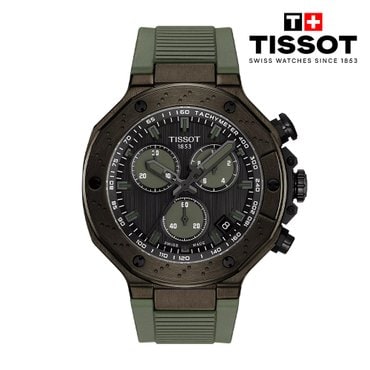 티쏘 [본사직영][NEW] T-레이스 쿼츠 크로노그래프  45mm (그린 러버) T141.417.37.061.02