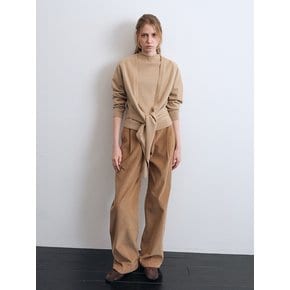 One-tuck Corduroy Wide Pants (Beige)