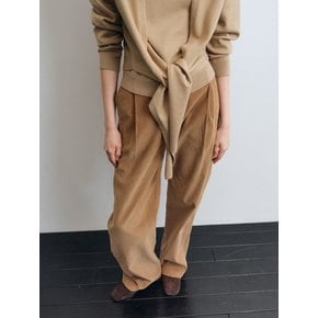 One-tuck Corduroy Wide Pants (Beige)